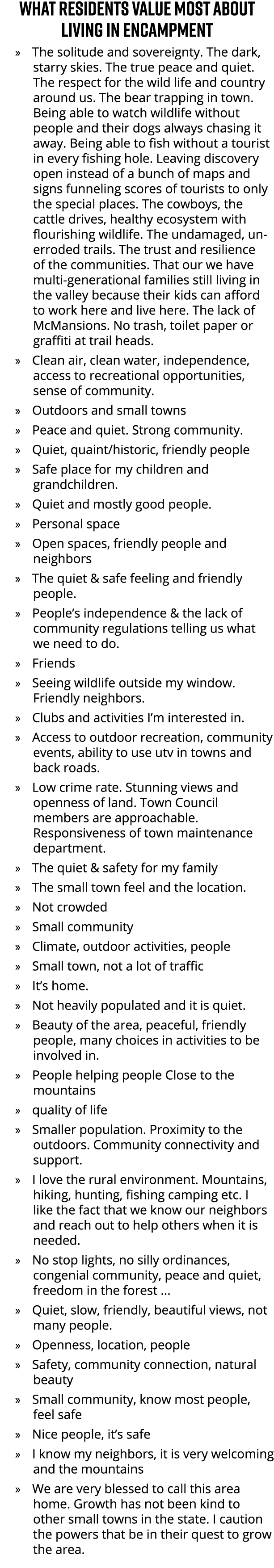 What residents value most about living in encampment » The solitude and sovereignty. The dark, starry skies. The true...