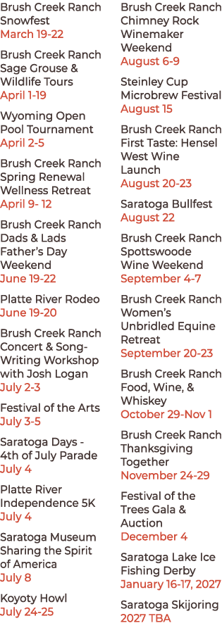 Brush Creek Ranch Snowfest March 19 22 Brush Creek Ranch Sage Grouse & Wildlife Tours April 1 19 Wyoming Open Pool To...