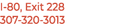 I 80, Exit 228 307 320 3013